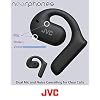 JVC Nearphones Open Ear True Wireless Headphones with 16mm Large Drivers for Powerful Sound, Single Ear use, and Long Battery Life (up to 17 Hours) - HANP35TW (Black)