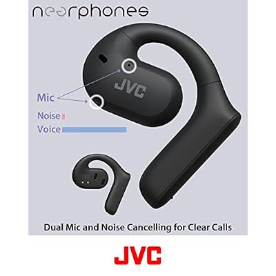 JVC Nearphones Open Ear True Wireless Headphones with 16mm Large Drivers for Powerful Sound, Single Ear use, and Long Battery Life (up to 17 Hours) - HANP35TW (Black)