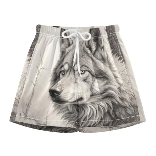 Mountain Wolf Boys Swim Trunks with Compression Liner Quick Dry Bathing Bottom Kids Beach Shorts3