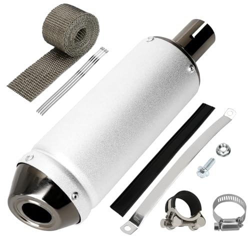 SHIQINHA 28mm Exhaust Muffler Silencer Compatible with 125cc 110cc 50cc 90cc Pit Dirt Bike CRF50 SSR Tao tao Coolster Apollo 1.1 Universal Motorcycle Slip on Muffler for ATV Mini Bike Go Kart Parts