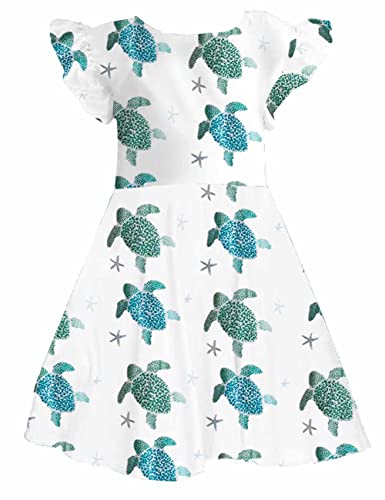 Girl's Summer Dresses Flutter Sleeve Stretchy A-Line Twirl Party Dress with Pockets for 6-12 Years Kids2