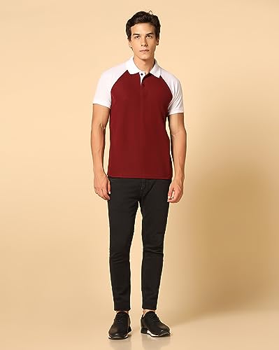 Image of INKKR Men's Solid Regular Fit T-Shirt ((FACTORY-A11)-(S)-Maroon FCT11 03