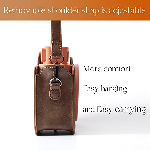 Hellohelio Vintage Bag Compatible For Fuji Instax Square Sq1 Instant Camera, Premium Vegan Leather Case With Removable/Adjustable Shoulder Strap (Brown) #TOP6