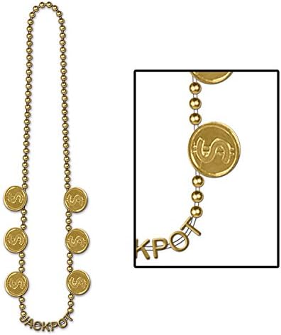 Beistle Jackpot Gold Beaded Necklace
