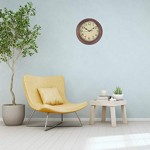 BESPORTBLE Relógio de parede redondo decorativo silencioso estilo vintage de 30,5 cm, sem tique-taqu