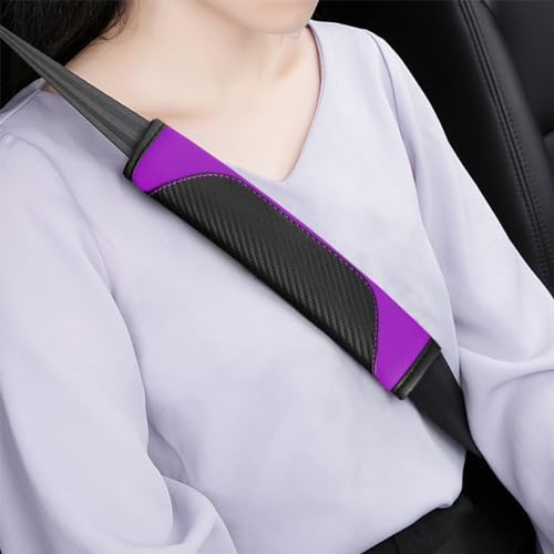 Image of Osilly 2PCS Car Seat Belt Cover, Carbon Fiber Seatbelt Shoulder Protection, Soft Car Seat Belt Strap Cushion Protect Your Neck and Shoulder, Car Accessories Seat Belt Pad for Car Truck (Purple)