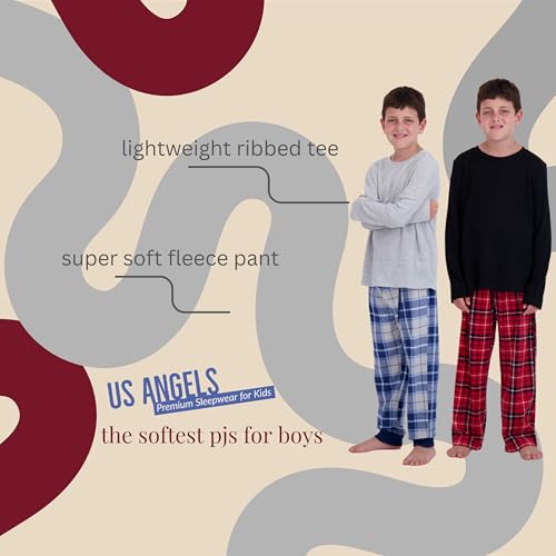Image of US Angels Pajamas Set for Boys, 4-Piece Set, Short Sleeve Shirt with Pajama Shorts