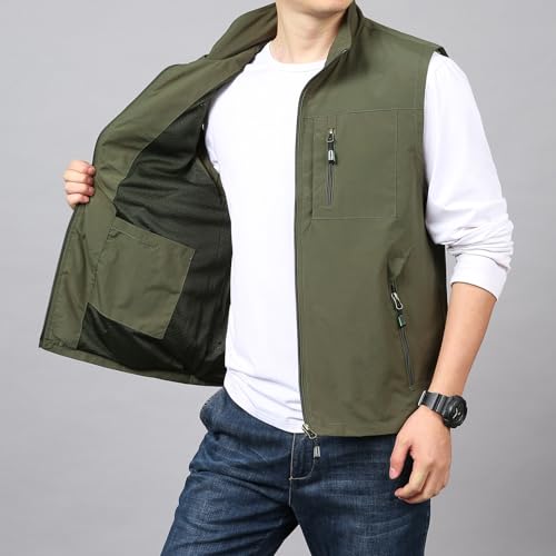 Image of Lightweight Outdoor Vest Jacket for Men, Windbreaker for Golf, Safari, Travel, Fishing, Hiking