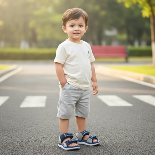 Image of Kids Open Toe Sports Sandals | Comfortable Lightweight Double Welcro Outdoor Athletic Sandals for Boys, Girls & Toddlers | Daily Play Shoe (1-10 Years)