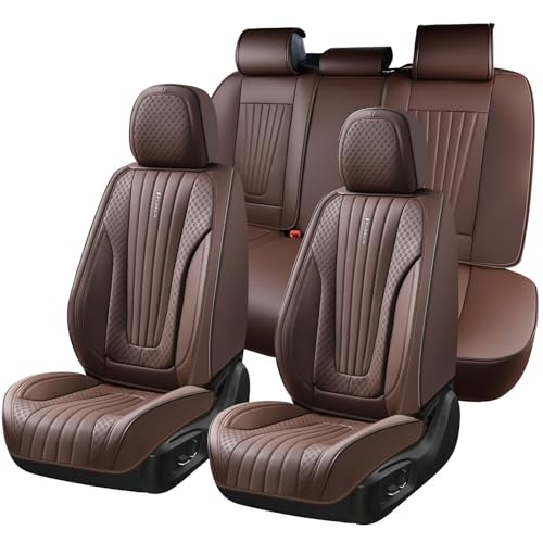 Image of FLORICH Car Seat Covers, Premium Leatherette Car Seat Covers Front Seats, Waterproof Nappa Leather Seat Protectors, Breathable Car Seat Cushion for Most Sedans Cars SUV Trucks, Coffee