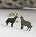 Golden Retriever Dog Stud Earrings Polished Sterling Silver Handmade in USA