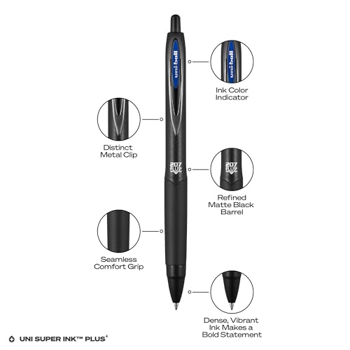 Uni-Ball 207 PLUS+ Bolígrafo Gel Retráctil Azul 2 unidades miniatura 5
