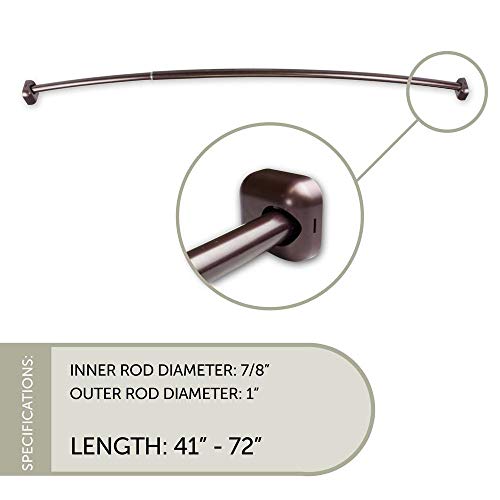 Rod Desyne 1 Inch Curved Shower 41"-72"-Bronze Single Curtain Rod Set #TOP2