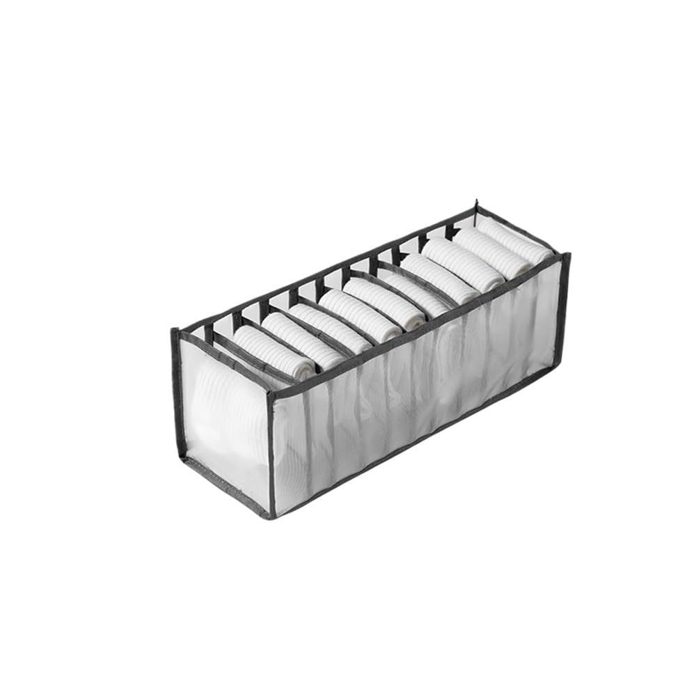 Sunrrafck Grey-11 Grids 1Pc﻿ Mesh Grid Underwear Storage Boxes For Closet Divider Drawer Clothes Organizer Dormitory Bra Socks Breathable Bag(Grey-11 Grids)