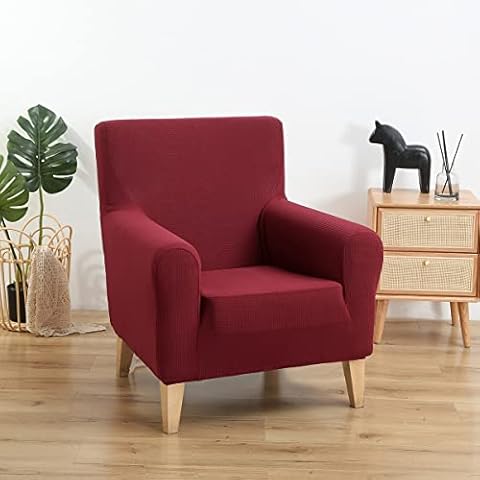 Qelus Banquet Armchair Slipcovers Chair Cover,Tub Chair Covers High Stretchy Sofa Furniture Protector,Removable Couch Covers for Living Room Home Decoration(Wine Red Cover