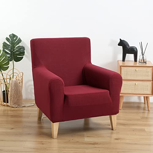Qelus Banquet Armchair Slipcovers Chair Cover,Tub Chair Covers High Stretchy Sofa Furniture Protector,Removable Couch Covers for Living Room Home Decoration(Wine Red