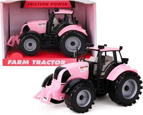 Toyland® Trattore agricolo motorizzato con attrito 22cm x 12cm cofano apribile- Rosado