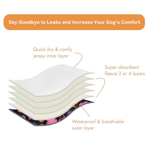 Image of CuteBone Dog Diapers Female Washable Small Medium Large 3 Pack Reusable Doggie Diapers Puppy Period Pants for Doggy Heat Cycle Peeing