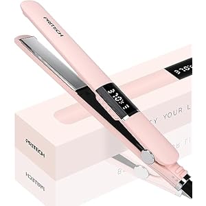 PRITECH Flat Iron Hair Straightener, Titanium Flat Iron with Adjustable Temp(290°F-450°F), 1 inch Plate for All Hairstyles Hair Straightening Irons (Pink)