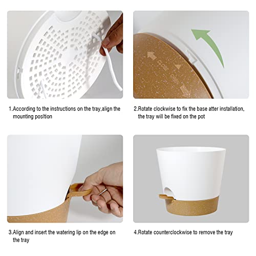 Wousiwer Plant Pots, 7/6.5/6/5.5/5 Self Watering Plastic Planters With Deep Reservior And High Drainage Holes For Indoor Outdoor Flowers Plants, White With Terracotta #TOP4