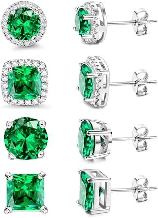 MILACOLATO Cubic Zirconia Stud Earrings for Women Men | 18K Gold Plated Hypoallergenic Sterling Silver Post Earrings | Big Brilliant Simulated Diamond CZ Halo Stud Earrings for Sensitive Ears