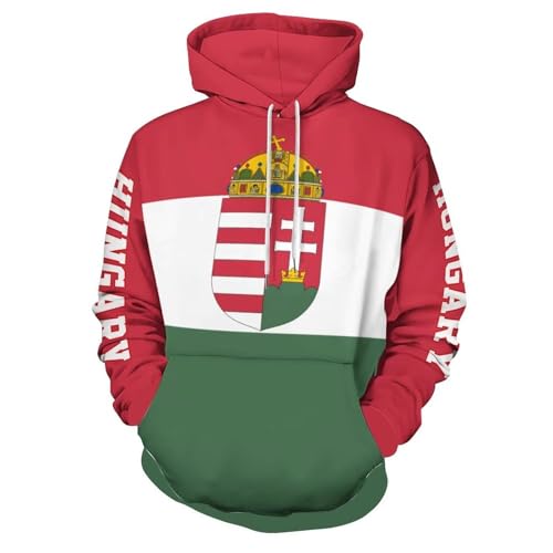 Sweat à capuche drapeau de la Hongrie pour homme style streetwear décontracté