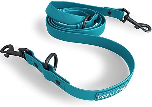 Dazy Dog Dura Waterproof Dog Leash, Adjustable Tethering TPU Leash, Stronger Than Biothane, Silicone, and Rubber, for Small, Medium, and Large Dogs (Small/Medium, Teal Green)