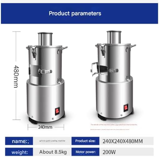 Commercial Electric Garlic Peeler Machine 110V 200W - Automatic Garlic Peeler Skin Remover for Whole Dry Bulbs, 77lb/hr w/Safety Lock