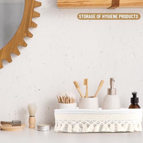 Panier de rangement macramé pour plantes et accessoires de maison beige - 7