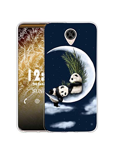 Sunrive Funda para Meizu M6s, Silicona Slim Fit Gel Transparente Carcasa Case Bumper de Impactos y Anti-Arañazos Espalda Cover(TPU Panda Luna)