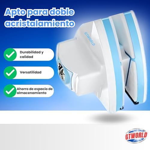 GTWORLD Limpiacristales Magnético con Sistema Anticaídas - Apto para doble acristalamiento - Limpia Cristales con Iman para Ventanas - Ideal para Ventanas de 5-25mm- Limpia por Dentro y por Fuera - imagen 2