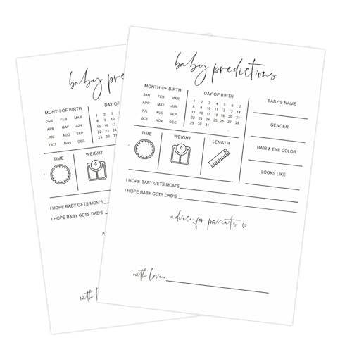 Laroder 5x7In Baby Predictions and Advice Cards Wishes for Baby Cards for Baby Shower Games Guess The Due Date Baby Name Suggestion Neutral Baby Shower Activities Decorations for Guests 30 Pack
