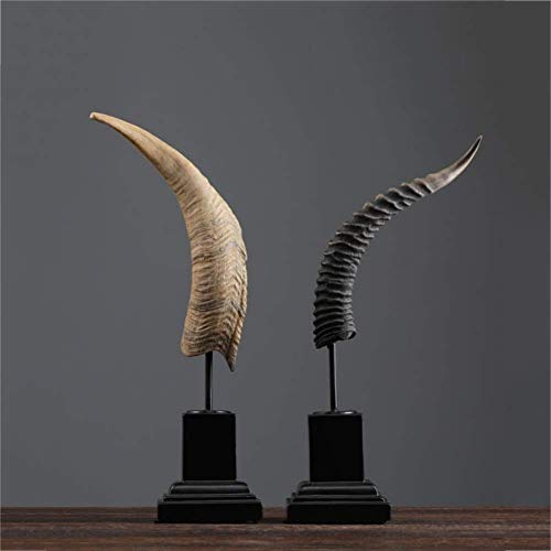 Statues en corne de bœuf crème 35cm en résine pour bureau - 4