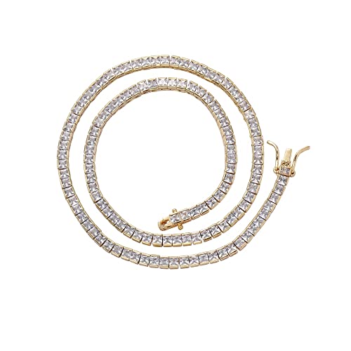 Collier zircone cubique carré 3mm bijou plaqué blanc 45cm pour femme