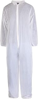 TRONEX 25 Pack Multilayer Nonwoven Disposable Coveralls with Open Ankles & Elastic Cuffs, White Disposable Jumpsuits (Extra Large)