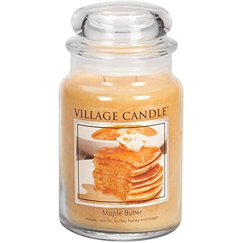 Village Candle Large Fragranced Candle Jar - 17cm x 10cm - 26oz (1219g)- Maple Butter - upto 170 hours burn time Cover