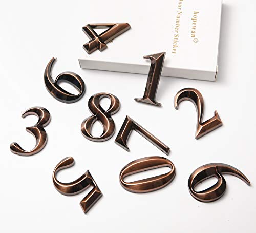 Hopewan Mailbox Numbers, Self Adhesive Door Address Number Stickers For Office Home Room, 3D Style.(2" 10 Pack (0-9), Bronze) #TOP1
