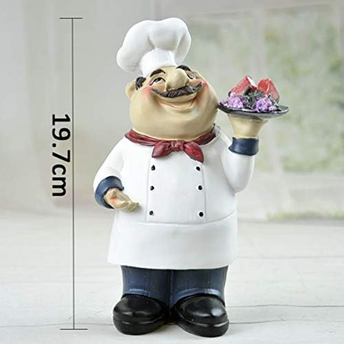 HEALLILY Chef Figurine Tabletop Ornament Resin Sculpture Toy Kitchen Restaurant Decoration Resin Model Crafts Sculpture Fruit plate