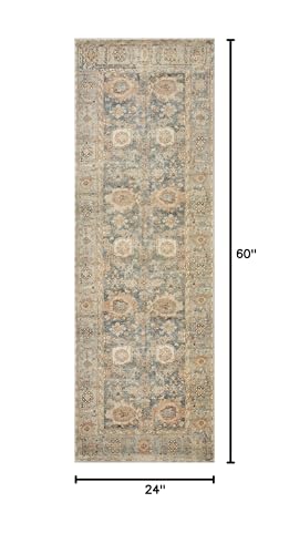Loloi Margot Collection MAT-03 Ocean/Spice 2'-0" x 5'-0" Accent Rug, No-Shed Easy Clean Large Patterned Area Rug for Living Room, Bedroom, Dining Area