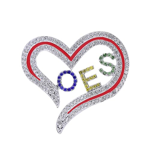 Image of Greek Order Eastern Star Pin Social Members Heart OES Brooch Women Gifts Jewelry