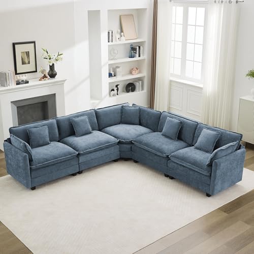 113'' V Shaped Cloud Sectional Sofa, Oversized Deep Seat Couches