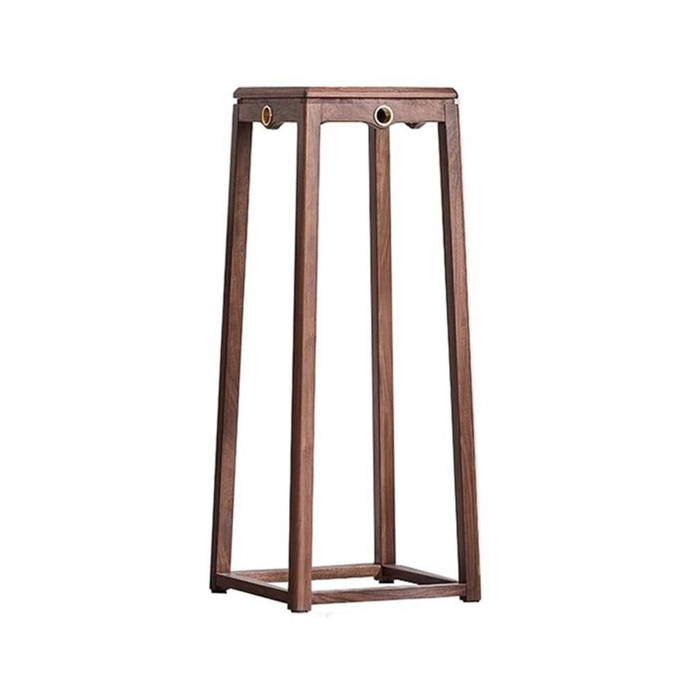ZENY896V Home Simple Trapezoidal Black Walnut Planter Rack, Wood Mortise Craft Flower Table Ornament Shelf Decor