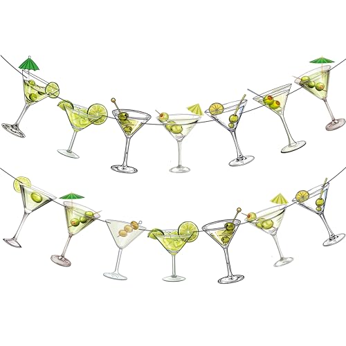 Martini Party Decorations 2pcs Martini Cocktail Cups Banners Martini Margarita Theme Banners for Cocktail Birthday Party Martini Theme Bachelorette Party Bridal Shower Supplies