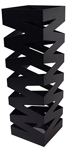 Mango Steam Metal Square Tall 20 Inch Umbrella/Cane/Walking Stick/Wrapping Paper Holder, Stand, Rack Organizer (Zig-Zag Black) #TOP1