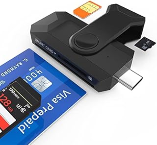 4-in-1 CAC Reader USB C Smart Card Reader+SIM Card Reader+Micro SD+SD Card Reader, CAC Reader for Military Common Access CAC/IC/Credit Card/Health Card, Compatible Windows,Android Phone,Type C Laptop