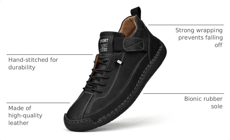Image of Chukka Boots Mens Beck Shoes Adjustable Leather Shoes for Men Slip On Sneakers Mens Fashion Shoes Comfortable Handmade