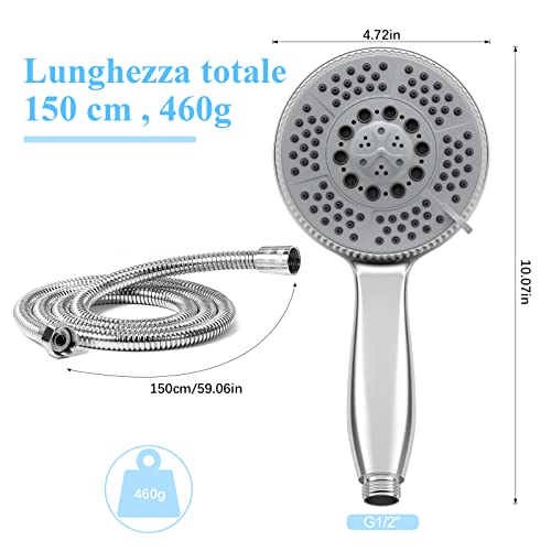 Pommeau de douche en acier durable avec flexible et rideau imperméable