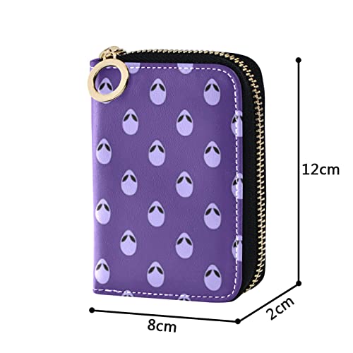 OTVEE Purple Alien Head Credit Card Wallet, Microfiber Leather Zipper RFID Card Case Holder for Men Women4