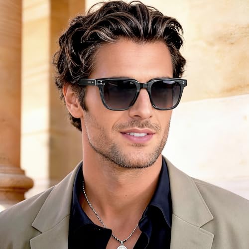 Image of AVAWAY Polarized Sunglasses for Men UV Protection, Square Acetate Frame Outdoor Driving Sun Glasses