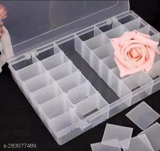 Jewellery Case Organiser with Adjustable Dividers 15/24/36 Grid, Transparent NE Pill Boxes 1